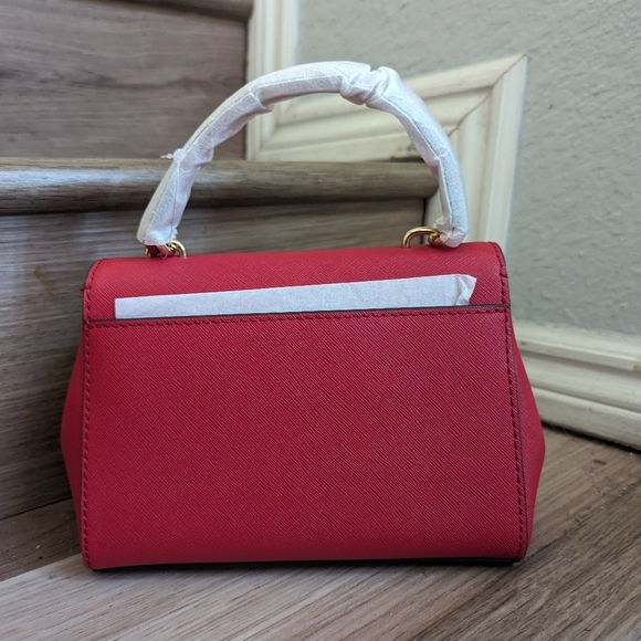 Michael Kors Ava Extra-Small Saffiano Leather Crossbody Crimson w/MK Gift Box - Picture 2 of 5